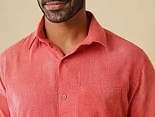 Ekansh . एकांश | Handloom Cotton - Pink Handwoven Zari Motif Shirt