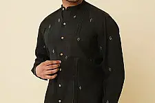Ekansh . एकांश | Handloom Cotton - Black Men's Handwoven Cotton Shirt