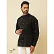 shop handloom cotton -Black Men's Handwoven Cotton Shirt