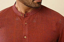 Ekansh . एकांश | Handloom Cotton - Maroon Handwoven Man's Shirt