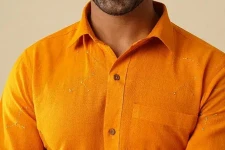 Ekansh . एकांश | Handloom Cotton - Yellow Handwoven Men's Shirt