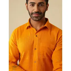 Ekansh . एकांश | Handloom Cotton - Yellow Handwoven Men's Shirt