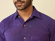 Ekansh . एकांश | Handloom Cotton - Purple Handwoven Men's Shirt
