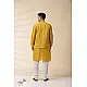 shop Yellow Chanderi Men Jacket & Kurta Set