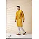 shop Yellow Chanderi Men Jacket & Kurta Set
