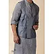 shop Grey Chanderi Men's Achkan Jacket & Kurta Set 