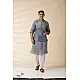 shop Grey Chanderi Men's Achkan Jacket & Kurta Set 