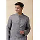 shop Grey Chanderi Men's Achkan Jacket & Kurta Set 