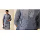 shop Grey Chanderi Men's Achkan Jacket & Kurta Set 