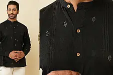 Ekansh . एकांश | Handloom Cotton - Black Men's Handwoven Cotton Shirt