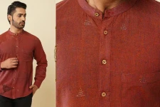 Ekansh . एकांश | Handloom Cotton - Maroon Handwoven Man's Shirt