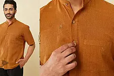 Ekansh . एकांश | Handloom Cotton - Mustard Handwoven Men's Shirt