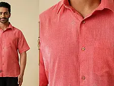 Ekansh . एकांश | Handloom Cotton - Pink Handwoven Zari Motif Shirt