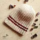 cream maroon handknit natural color woolen cap textured horizontal striped knit ribbed beanie winter skull hat gaatha