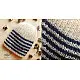 Hand Knitted ☃ Pure Woolen Cap ☃ Natural Color |  Ecru With Blue Stripes |
