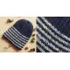blue cream handknit natural color woolen cap textured zigzag knit ribbed beanie winter skull hat 