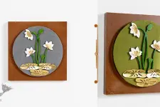 Decor The Wall | Lotus And Leaf Composition In A Circular Dial