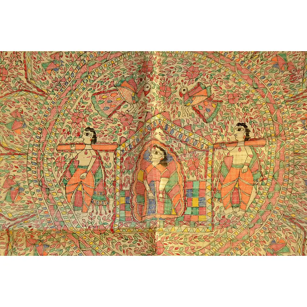Dream Girl ❁ Tussar Silk . Madhubani Saree ❁ 10