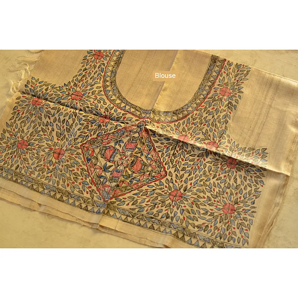 Dream Girl ❁ Tussar Silk . Madhubani Saree ❁ 6