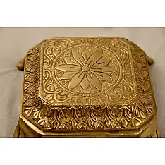 Ahar ❋ Brass . Solid Carving Bajot ( 1.5 KG) - Heavy And Solid Puja Chowki