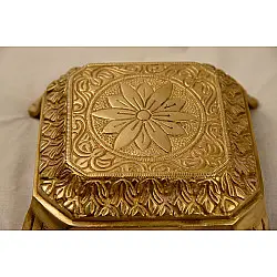Ahar ❋ Brass . Solid Carving Bajot ( 1.5 KG) - Heavy And Solid Puja Chowki