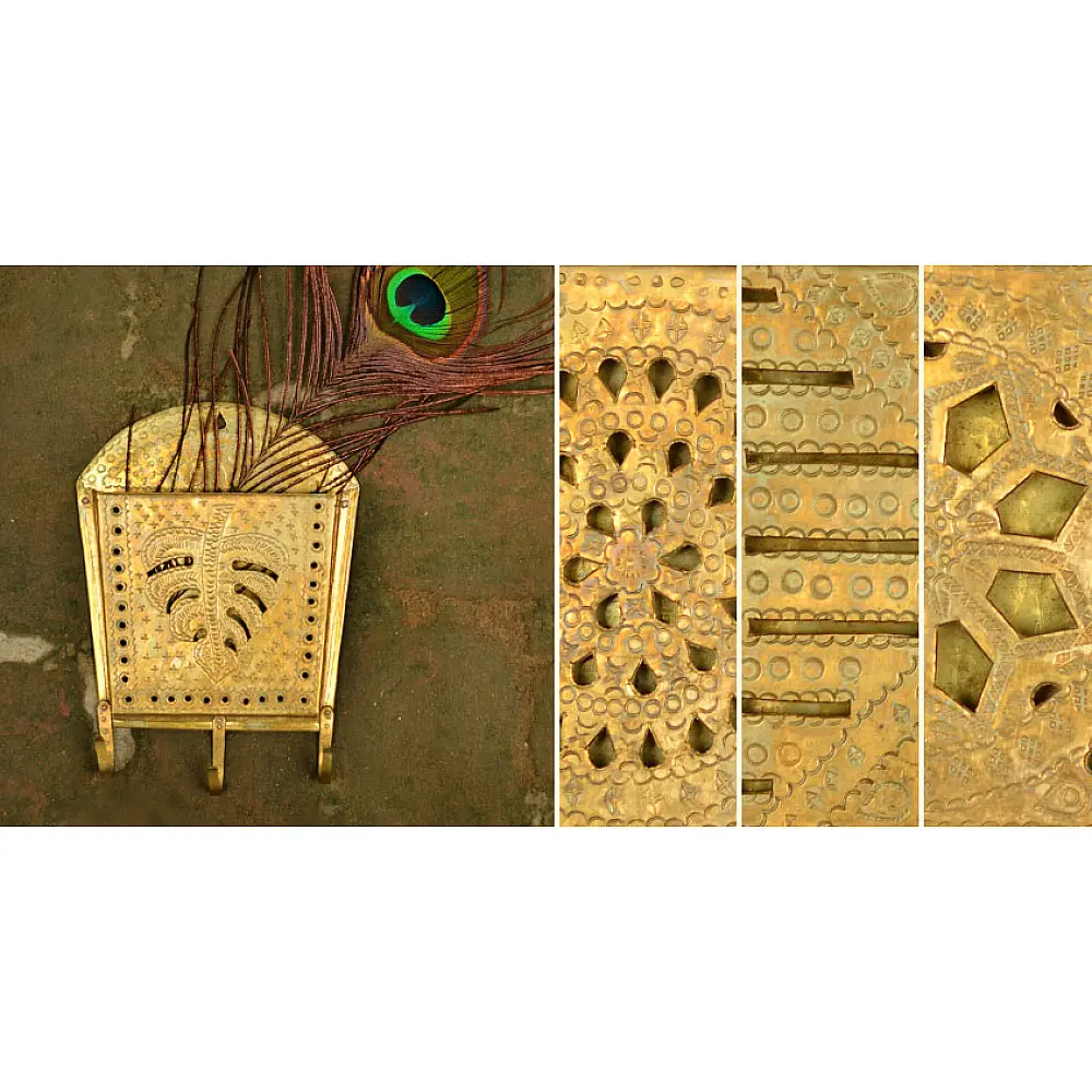 handmade brass letter holder, key holder, card holder