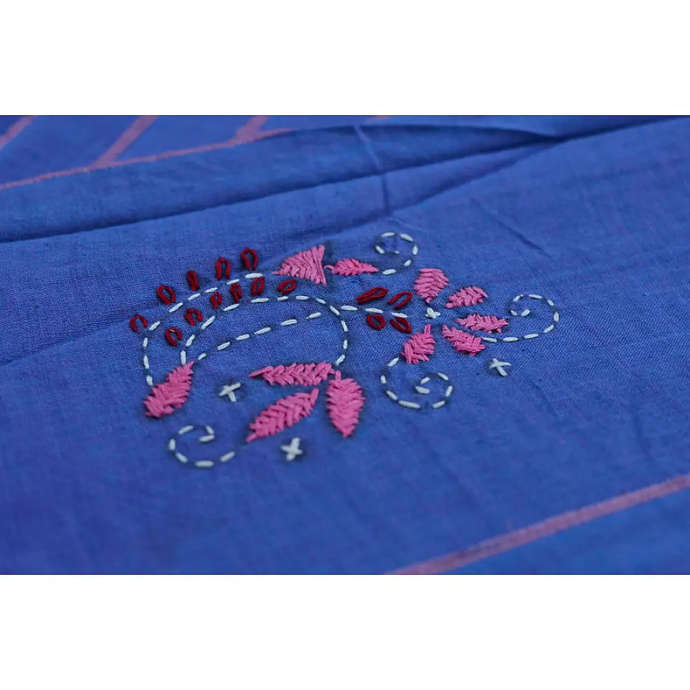 Mirch Masala ☙ Embroidered . Cotton Saree  ☙ F