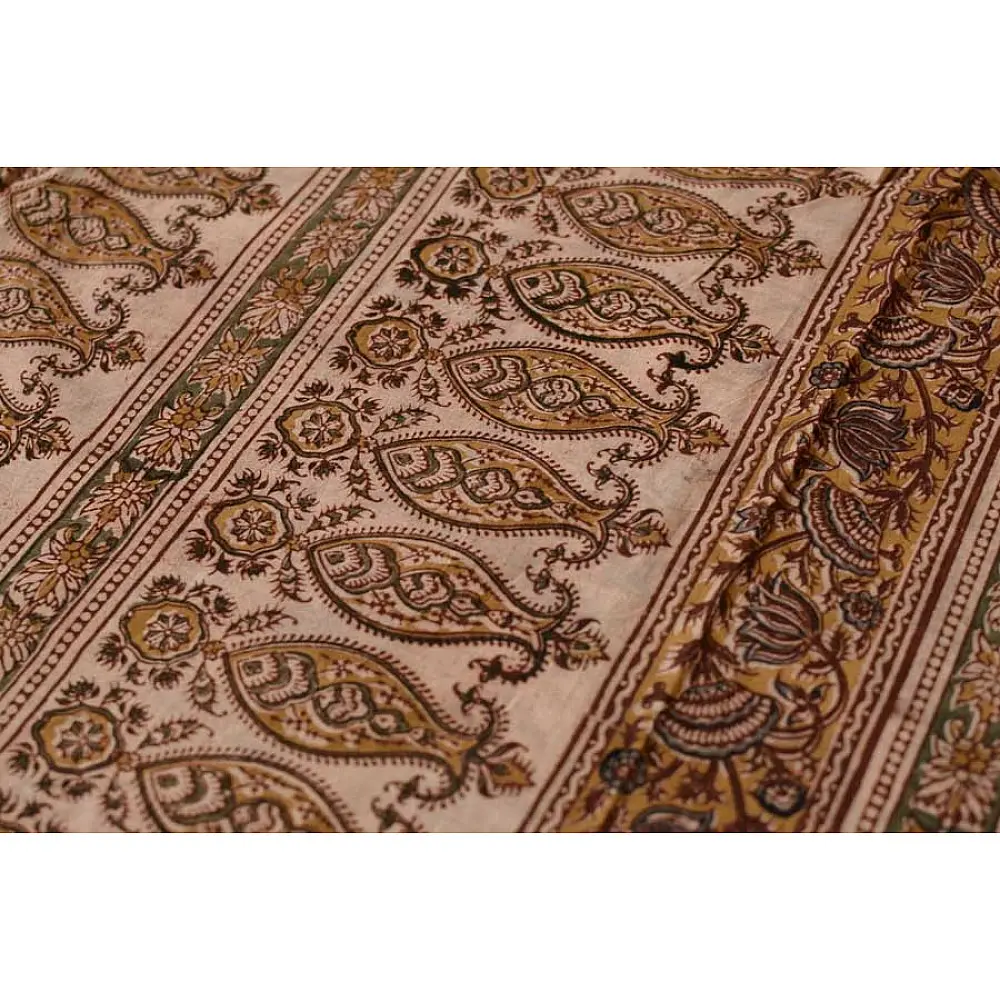 बेला ✤ Kalamkari Motif . Block Printed . Cotton Saree ✤ B
