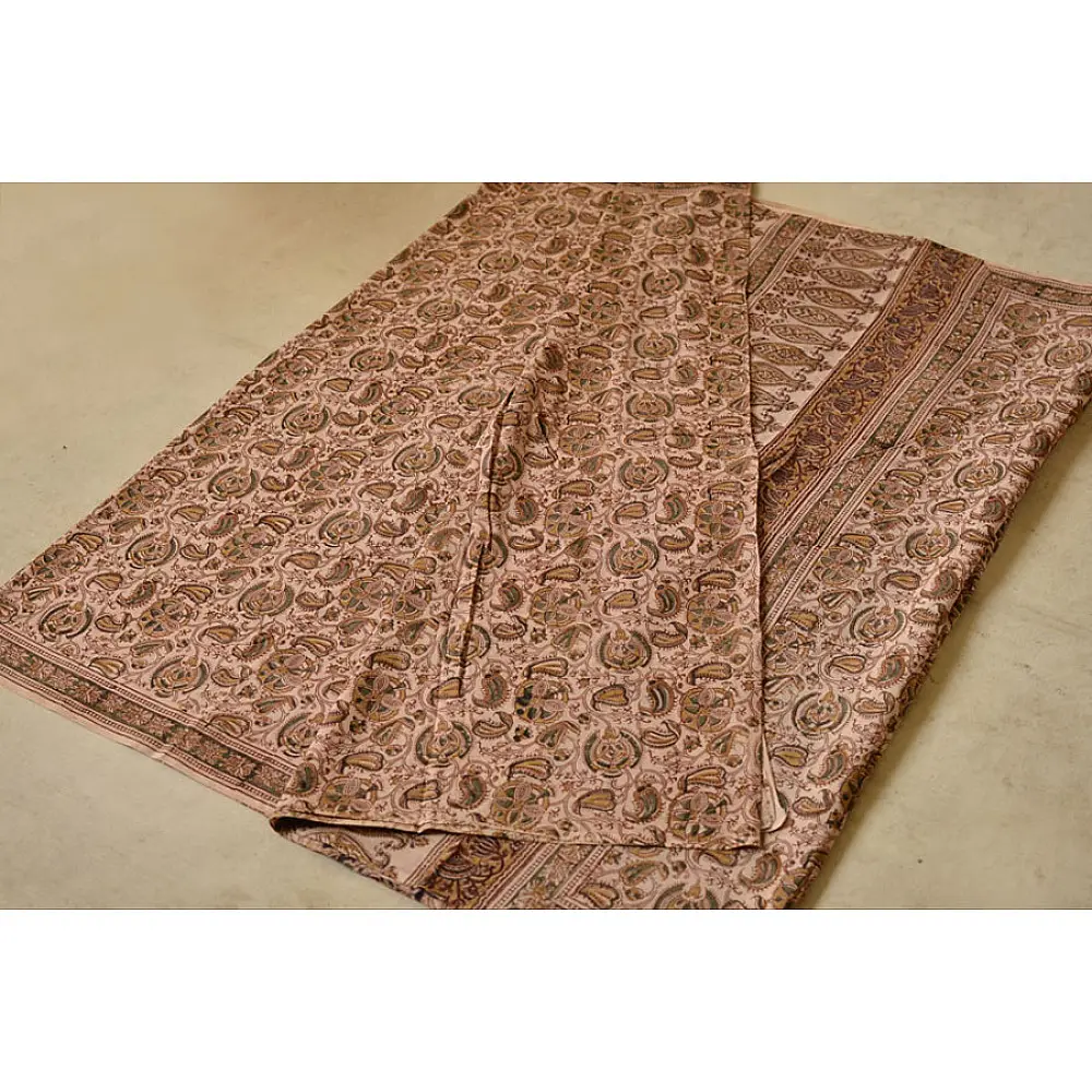 बेला ✤ Kalamkari Motif . Block Printed . Cotton Saree ✤ B