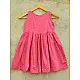 pink pure cotton girls frock with delicate hand embroidered motifs and a gathered skirt