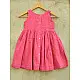 pink pure cotton girls frock with delicate hand embroidered motifs and a gathered skirt
