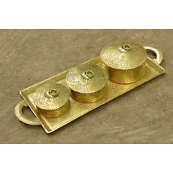 Ahar ✽ Brass ~  Tray & Three Dabro ( Large )