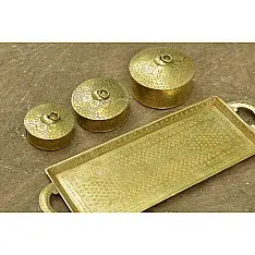 Ahar ✽ Brass ~  Tray & Three Dabro Set ( Set of Four )
