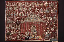 Sacred cloth of the Goddess - Durga Mata & Mahishasura ( 25" X 20" )