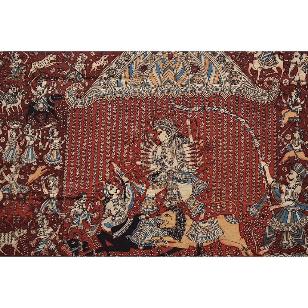 Sacred cloth of the Goddess - Durga Mata & Mahishasura ( 25 X 20 )