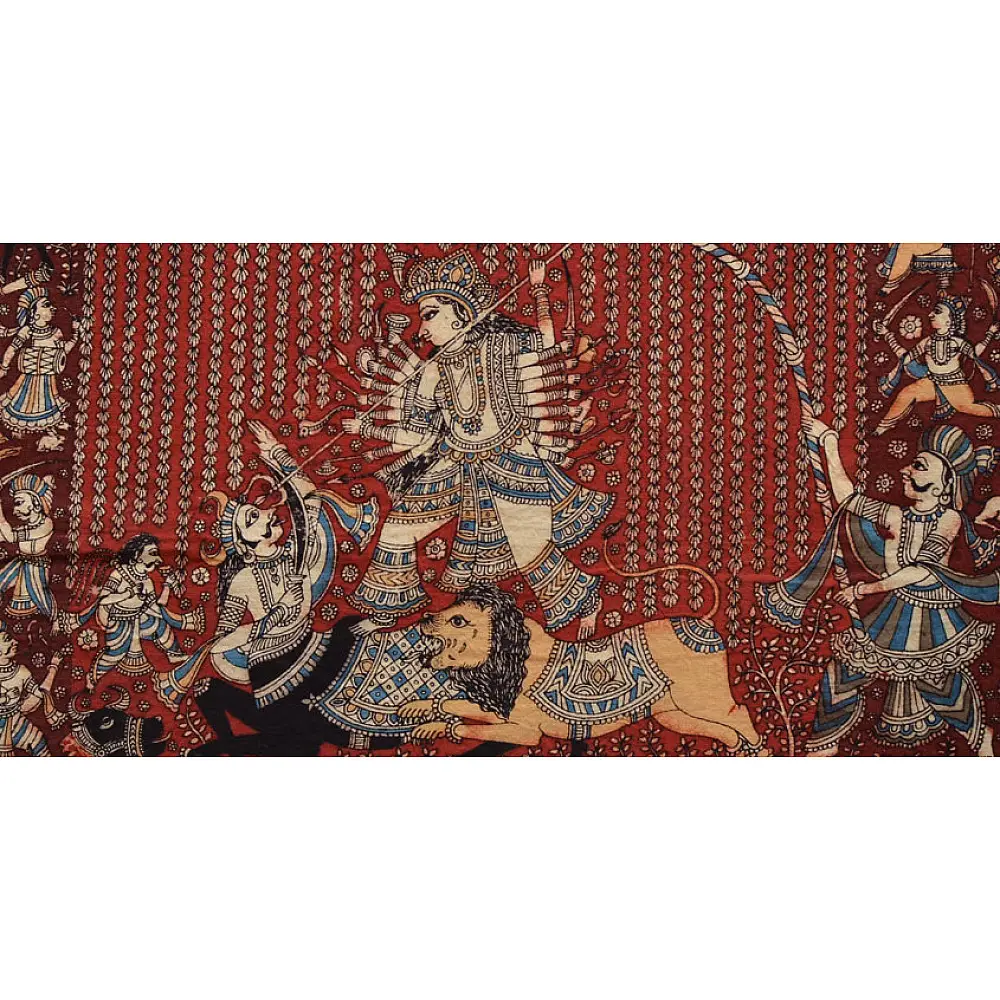Sacred cloth of the Goddess - Durga Mata & Mahishasura ( 25 X 20 )