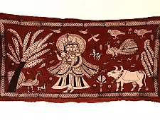 Sacred cloth of the Goddess- Radha Krishna (71 X 140 cm)