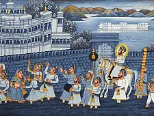 Miniature painting ~ Maharaja Fateh Singh ji wedding procession