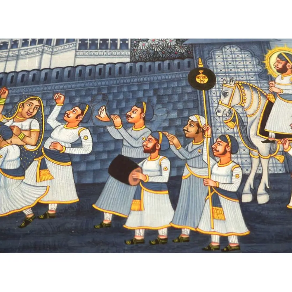 Miniature painting ~ Maharaja Fateh Singh ji wedding procession