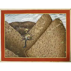 Miniature painting ~ Maharaja Fateh Singh ji hunting leopards