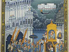 Miniature painting ~ Maharaha procession at Night