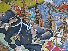Miniature painting ~ Emperor Akbar laying siege