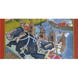 Miniature painting ~ Emperor Akbar laying siege