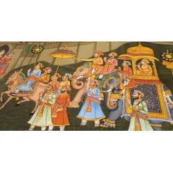 Miniature painting ~ Maharaja fateh singh ji  procession