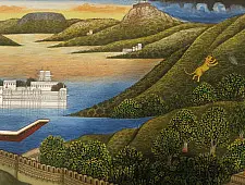 Miniature painting ~ Maharaja fateh singh ji  procession