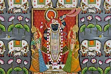 Pichwai Painting ~ Jal kamal with shrinathji and cow (122 X 152)