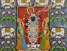 Pichwai Painting ~ Jal kamal with shrinathji and cow (122 X 152)