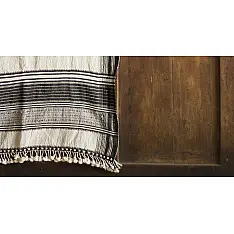 From the grasslands ~ Black & White handwoven woollen stole