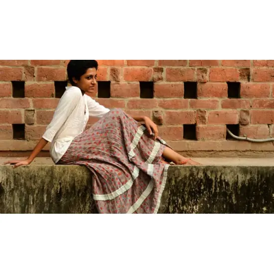 Ajrakh Silk Skirts ~ Vegetable colors V