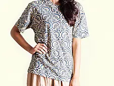 Ajrakh T-shirt ~ Floral carousels Vegetable Color